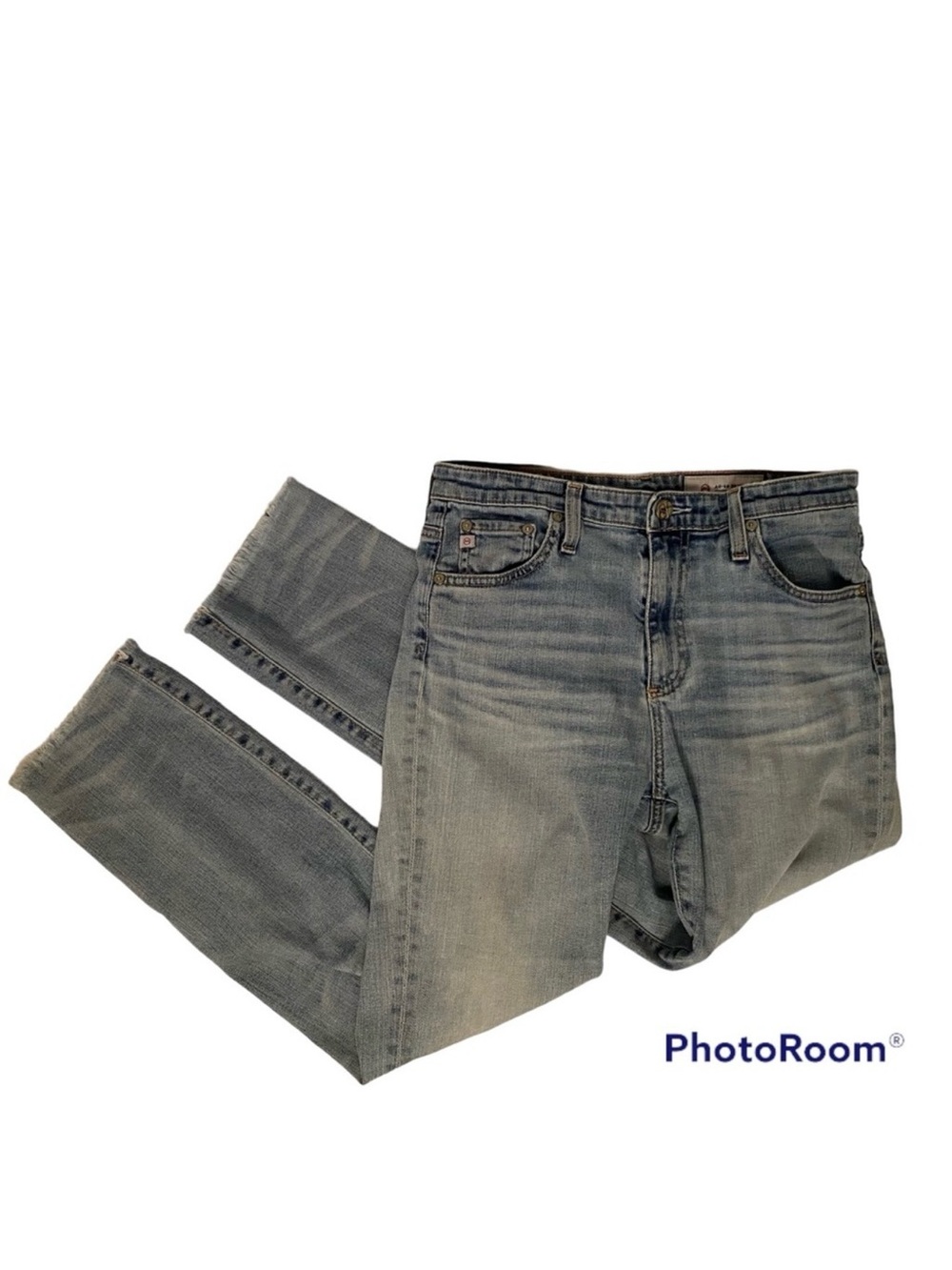 ADRIANO GOLDSCHMIED AG JEANS BLUE DENIM ISABELLE HIGH RISE STRAIGHT CROP SIZE 27